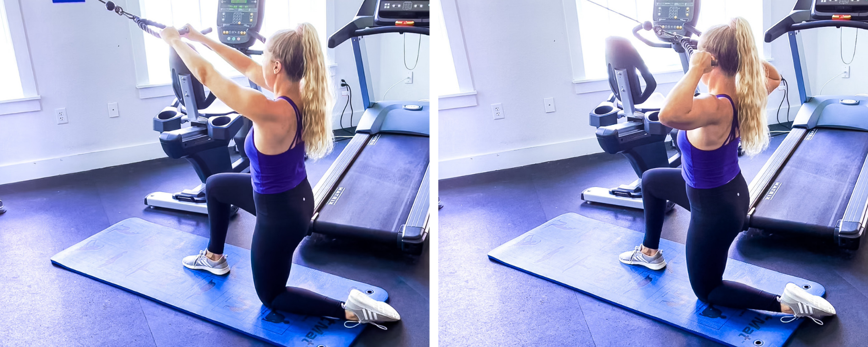 Kneeling cable face pull exercise for rear delts