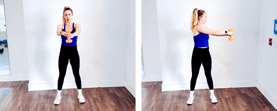 Standing dumbbell twist exercise for core