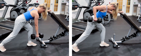 Dumbbell single arm bent over row exercise