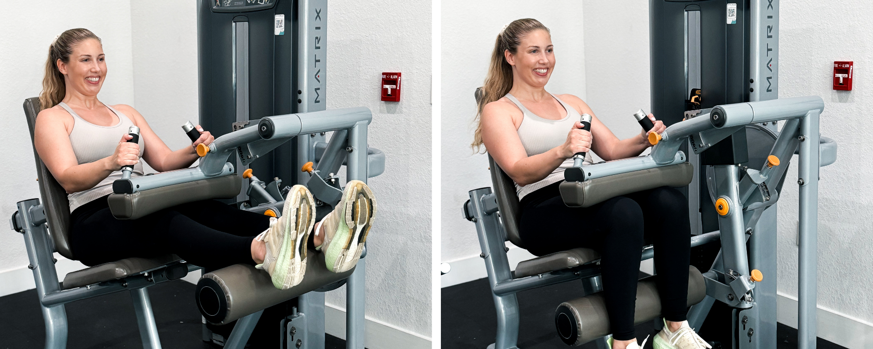 Machine seated leg curl exercise for hamstrings