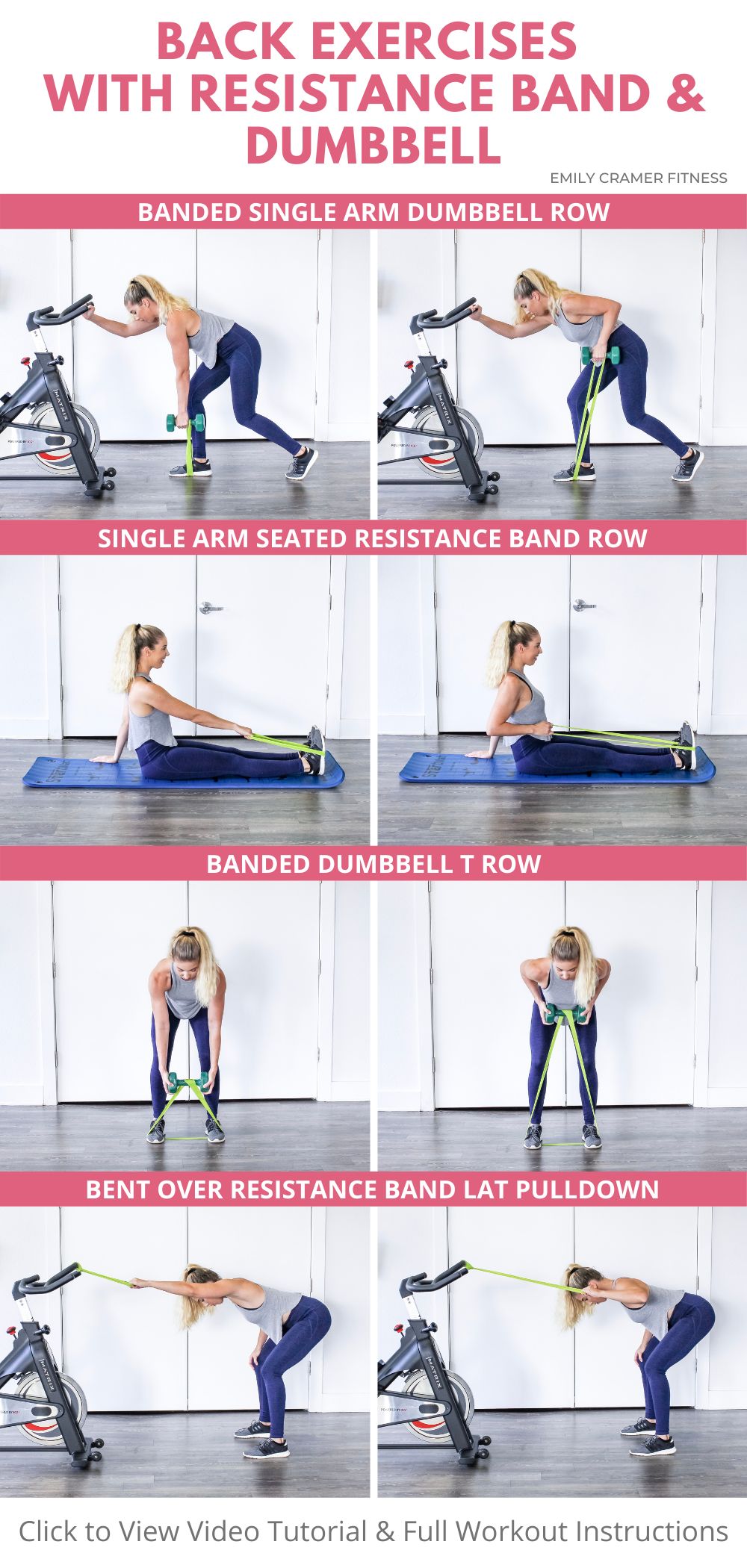 Back Exercises with Resistance Band and Dumbbell