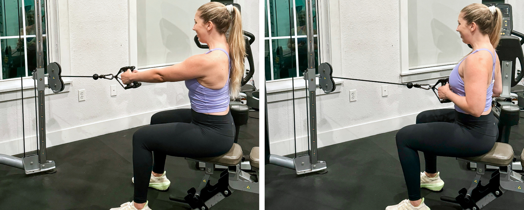 Seated cable row exercise for back