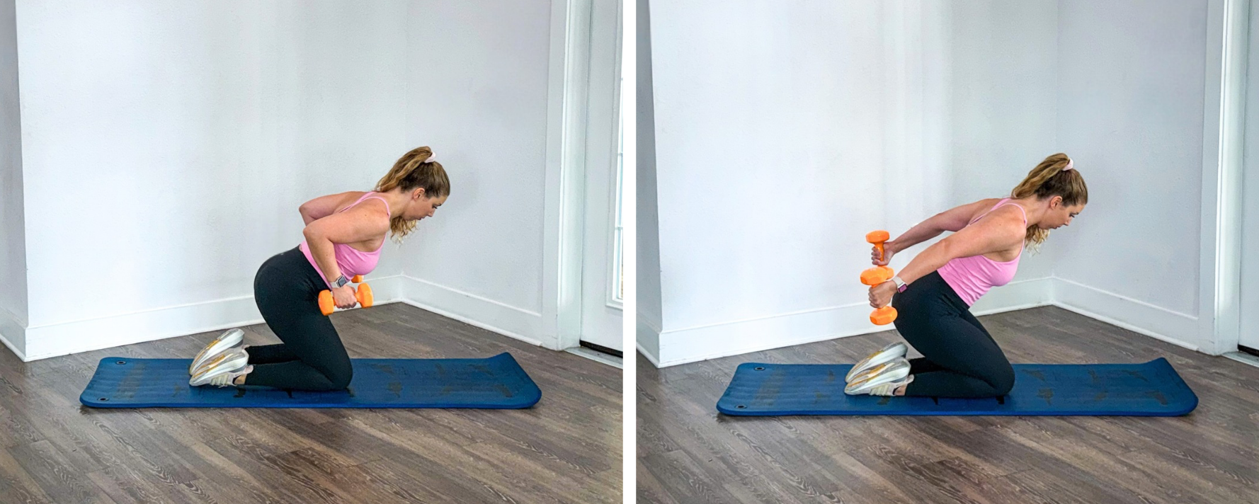 Dumbbell Kneeling Tricep Kickback Exercise for Arms