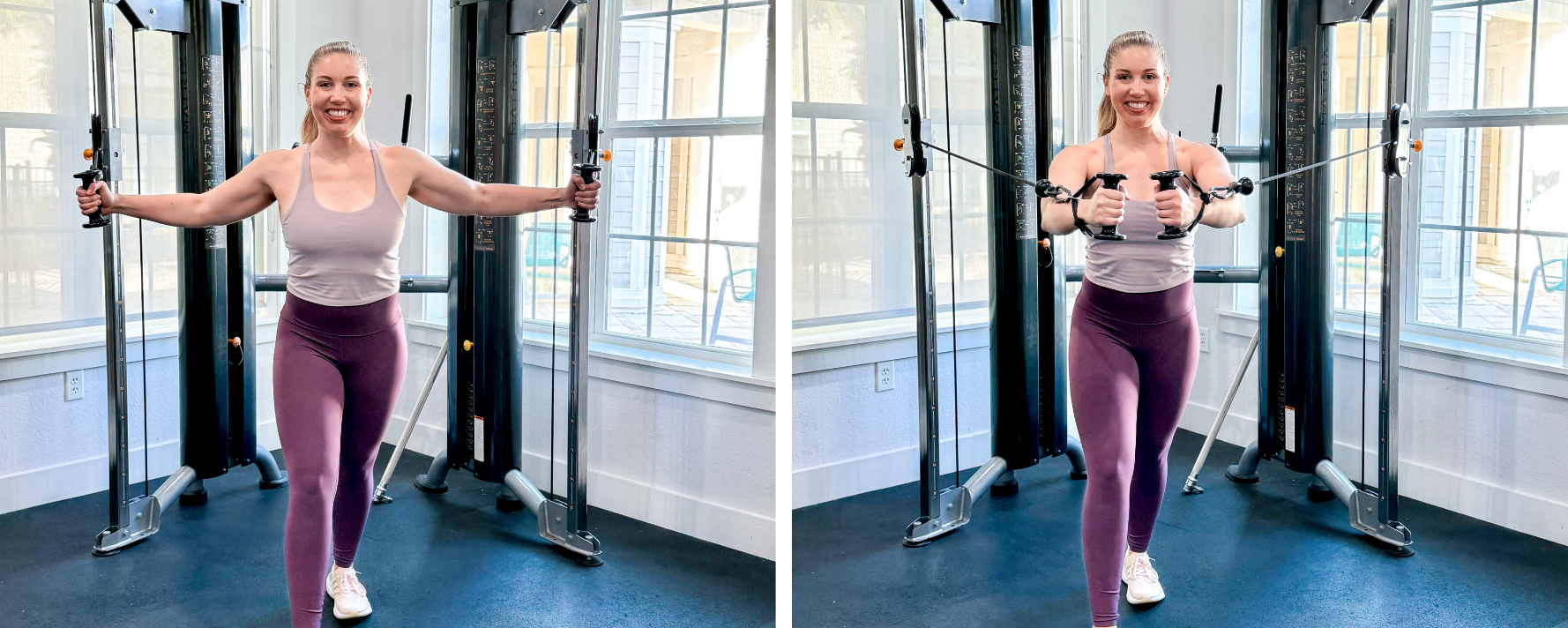 Cable standing chest fly exercise for chest