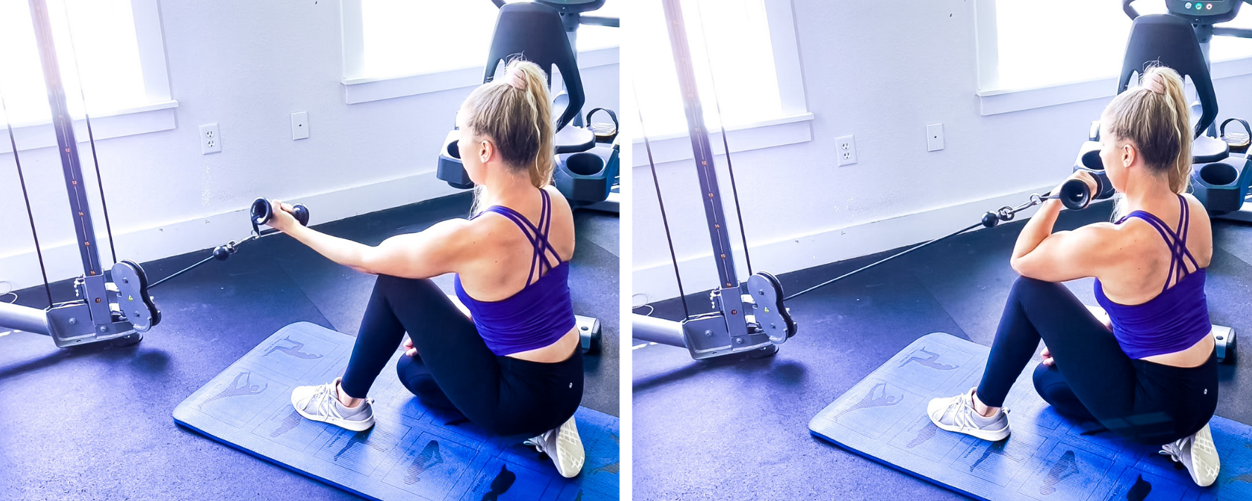 Kneeling cable concentration curl exercise for biceps