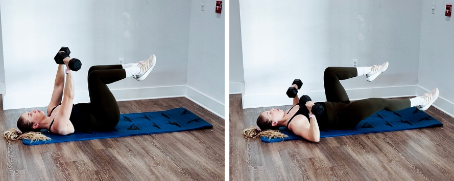 Chest press with dead bug exercise