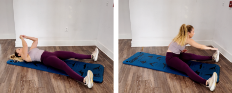 Sit up to alternating toe touch