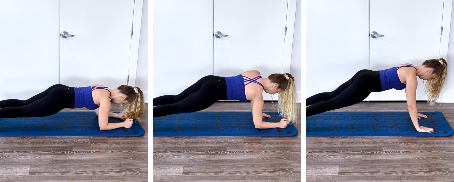 Plank to push up exercise for core