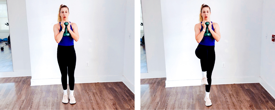 Goblet march exercise for core