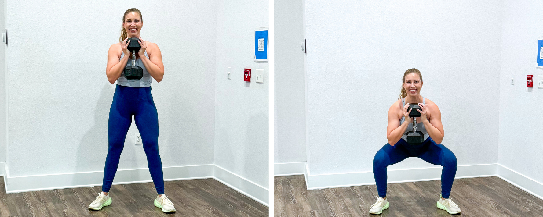 Wide stance goblet squat exercise for legs and glutes