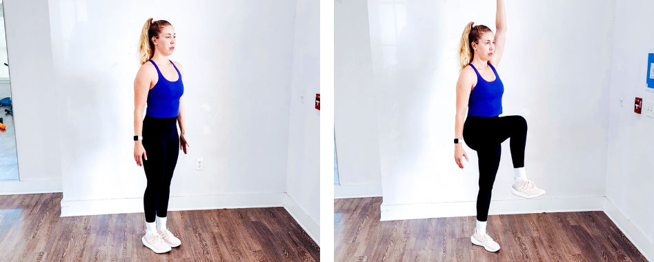 Standing bird dog exercise for core