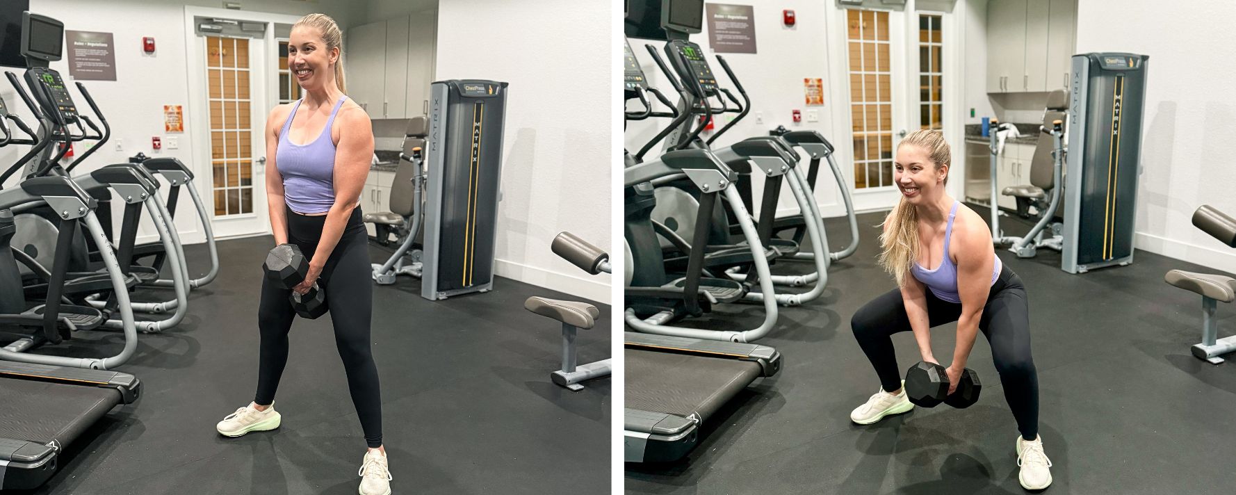 Dumbbell sumo squat exercise for quads, glutes, and adductors