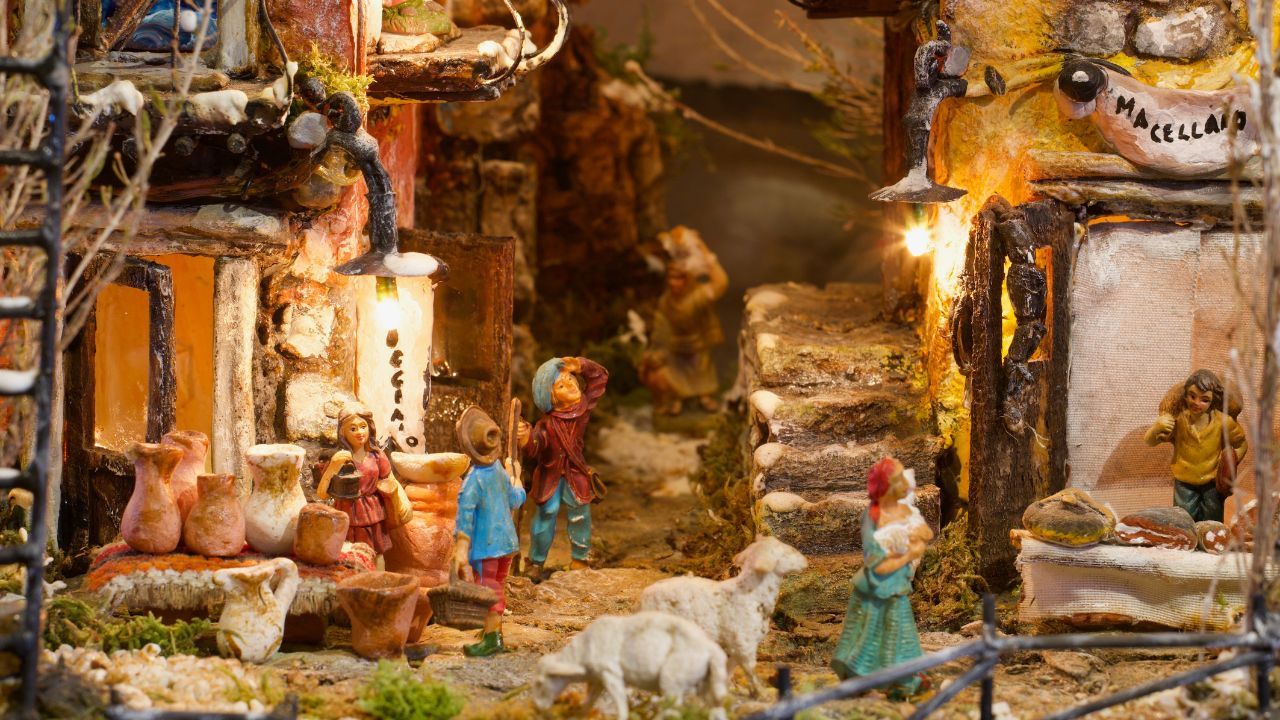 figurines in nativity scene