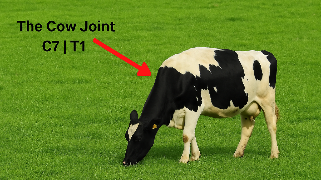 Cow eating grass in a meadow