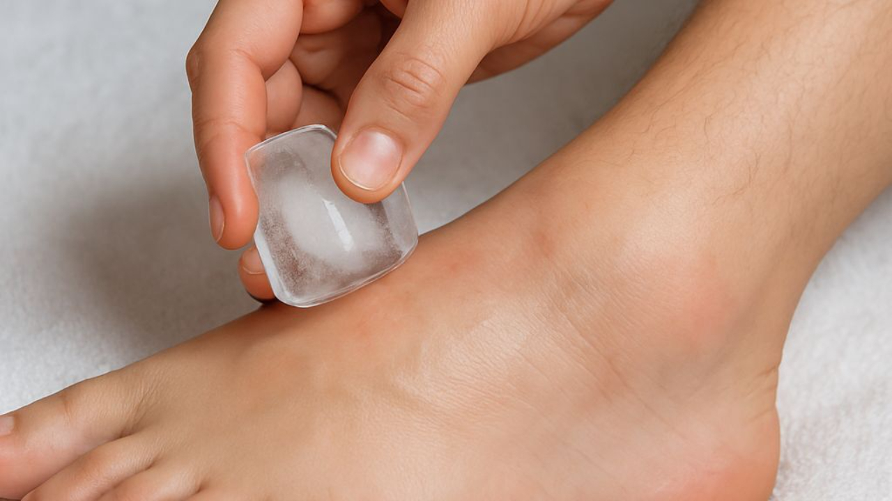Ice massage for the ankle