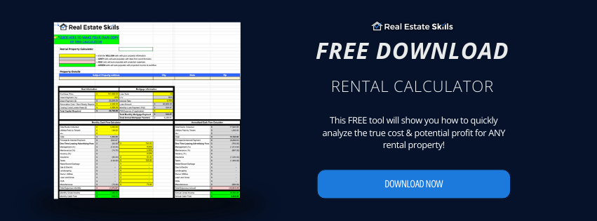Rental property calculator used for analyzing cash flow and ROI