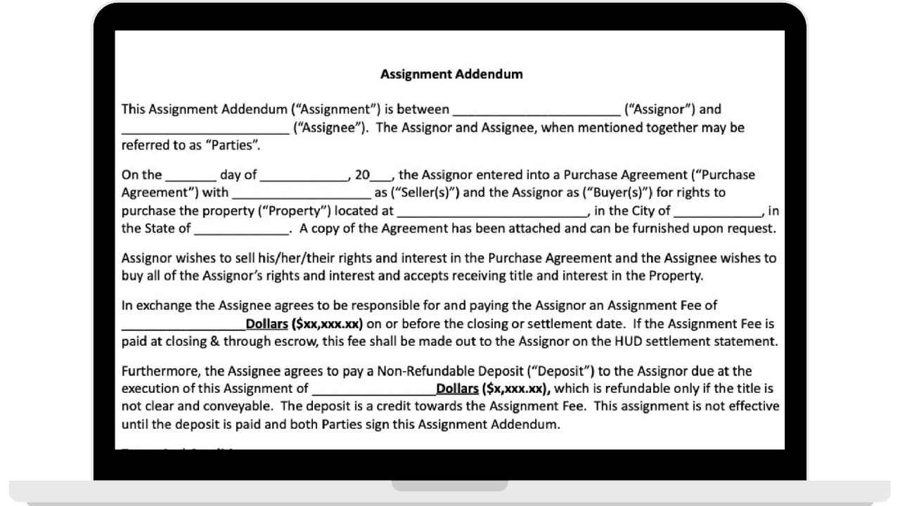 wholesale assignment contract