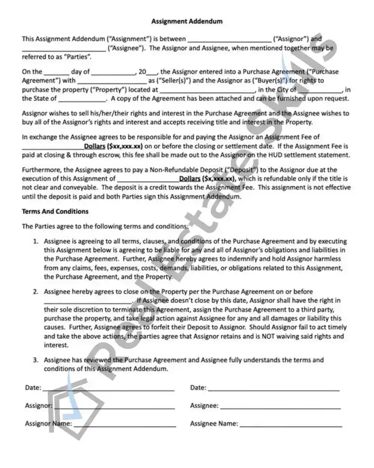 wholesale assignment contract