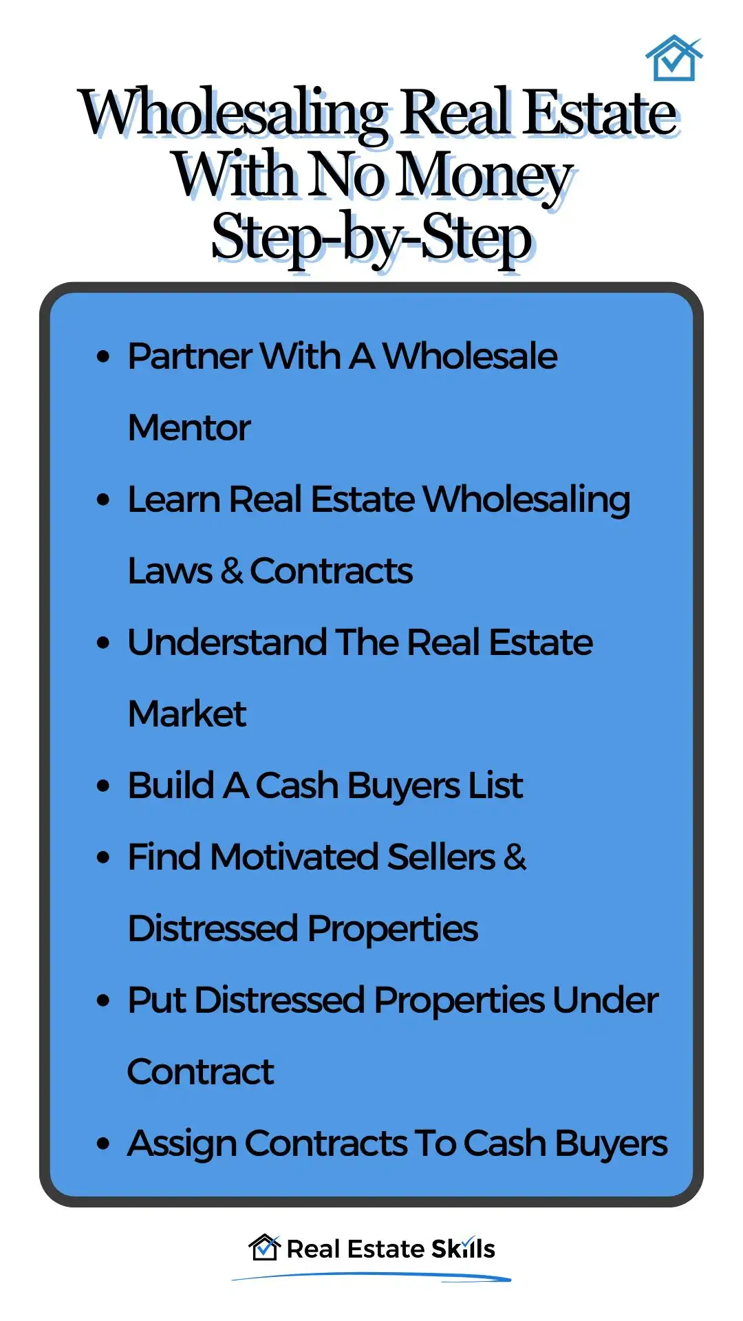 steps to wholesale real estate with no money