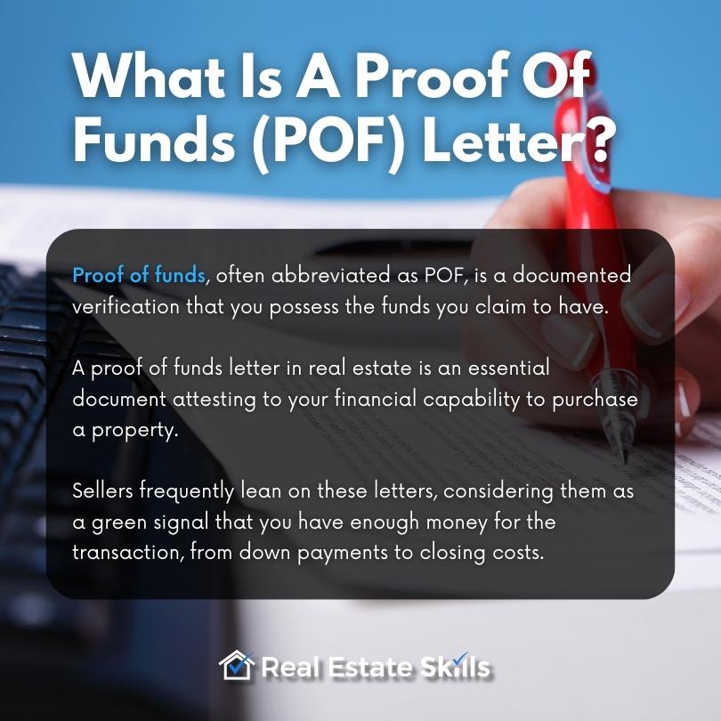 what is a proof of funds letter in real estate