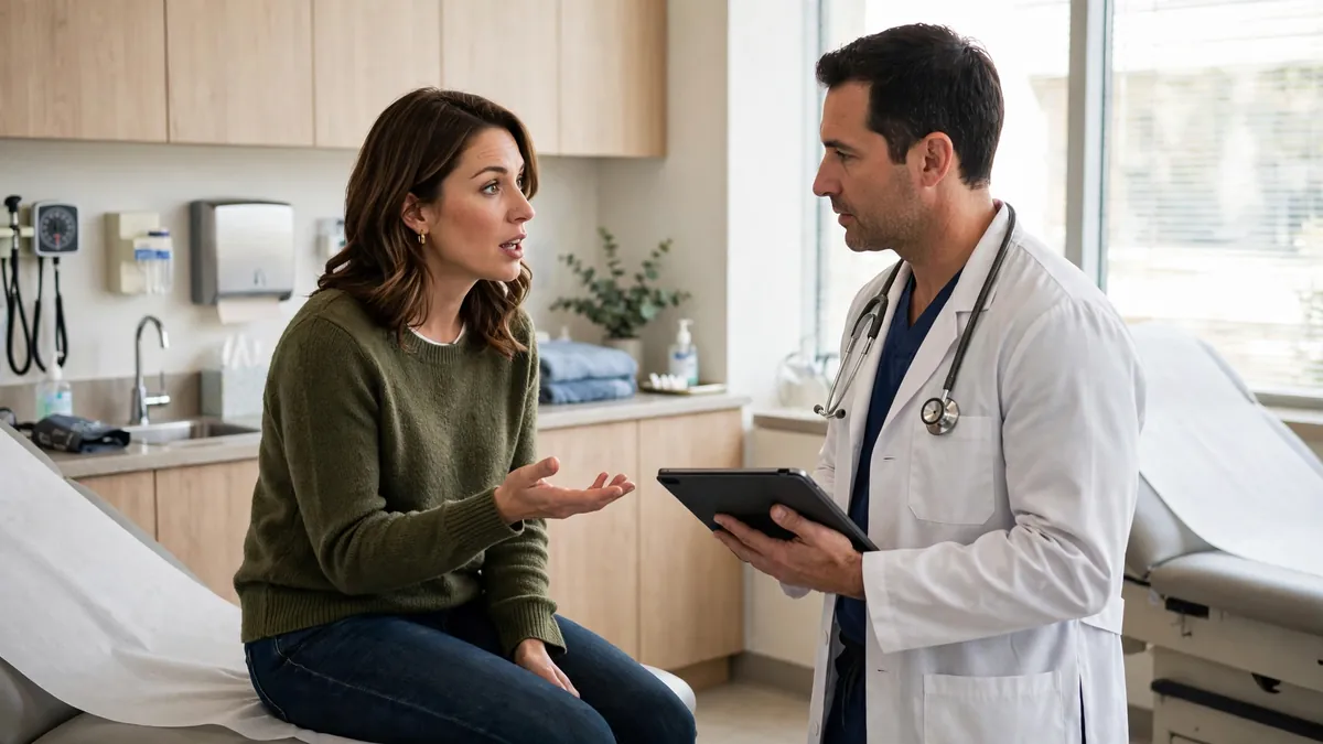Patient discussing mold exposure symptoms with a doctor