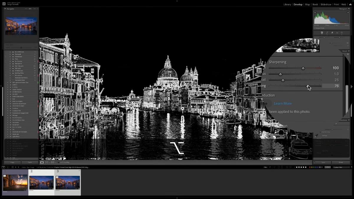 Lightroom sharpening masking trick holding the Alt or Option key