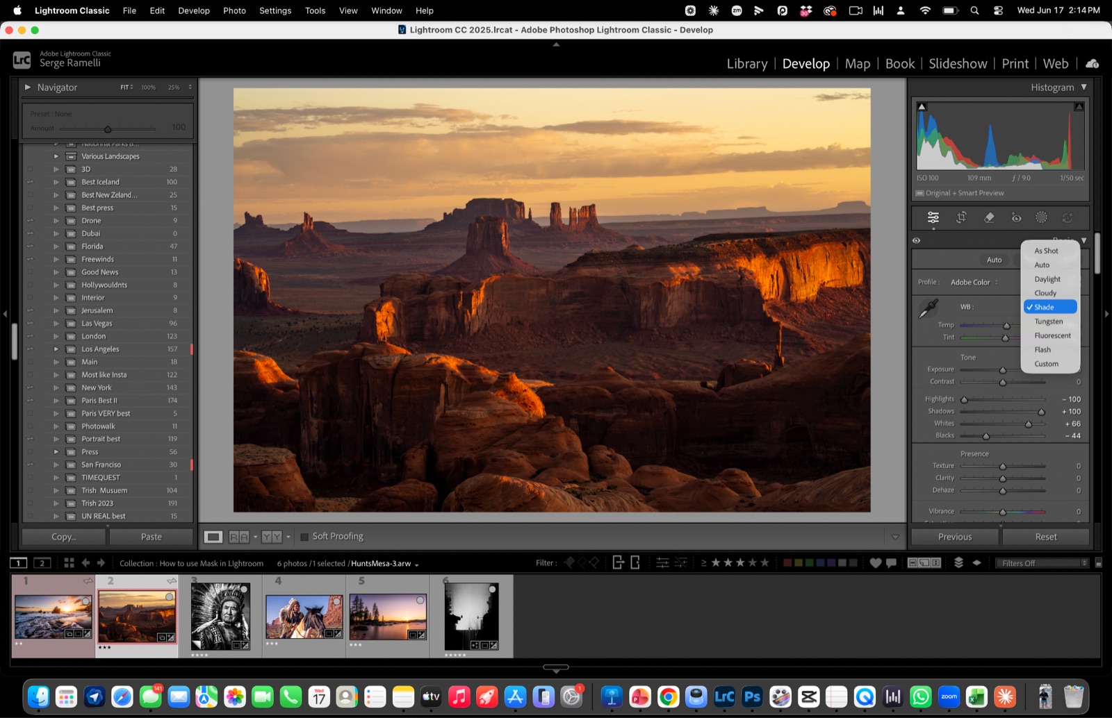 Adding a radial filter over the sky to boost the sunrise in Lightroom