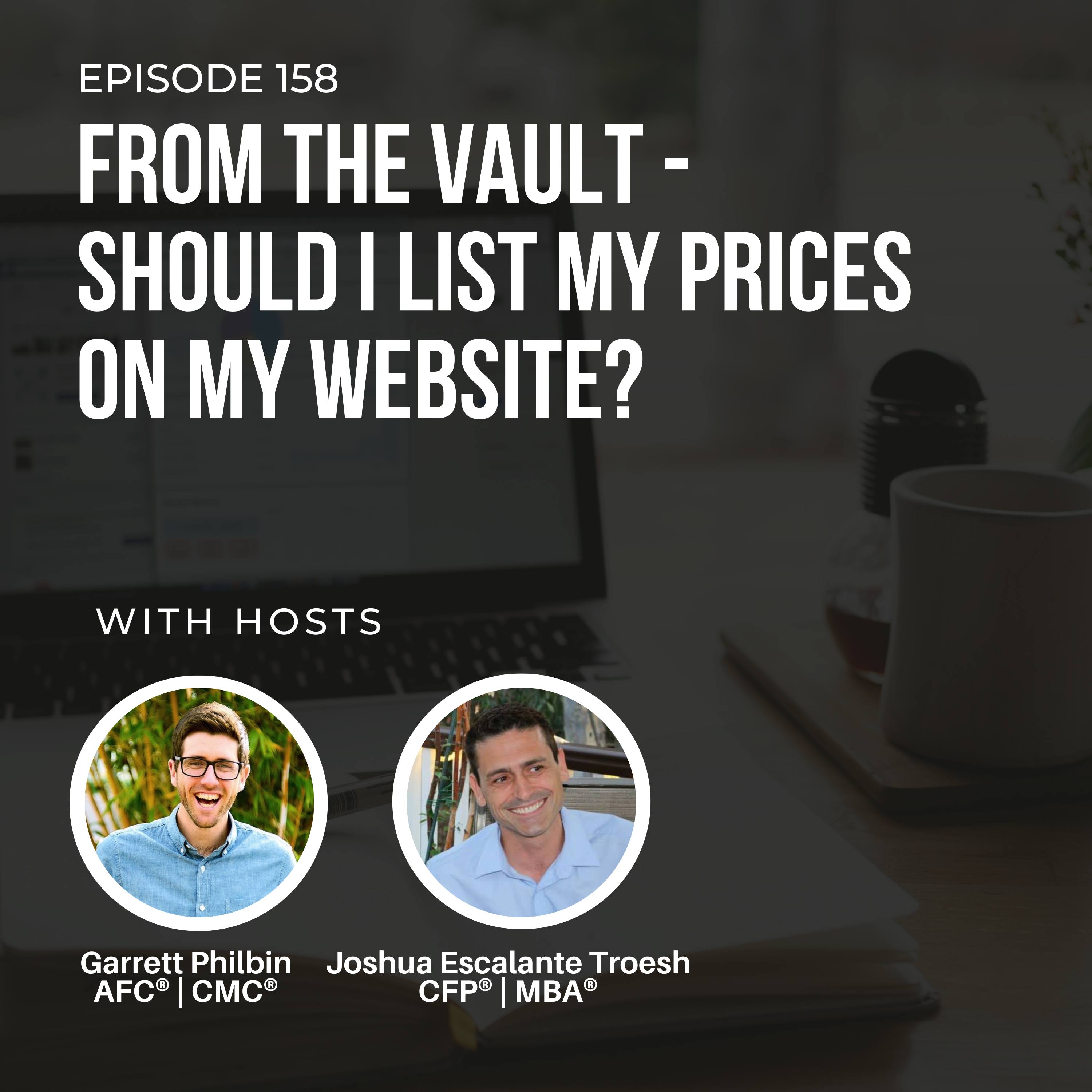 #158: From the Vault: Should I list my prices on my website? episode artwork