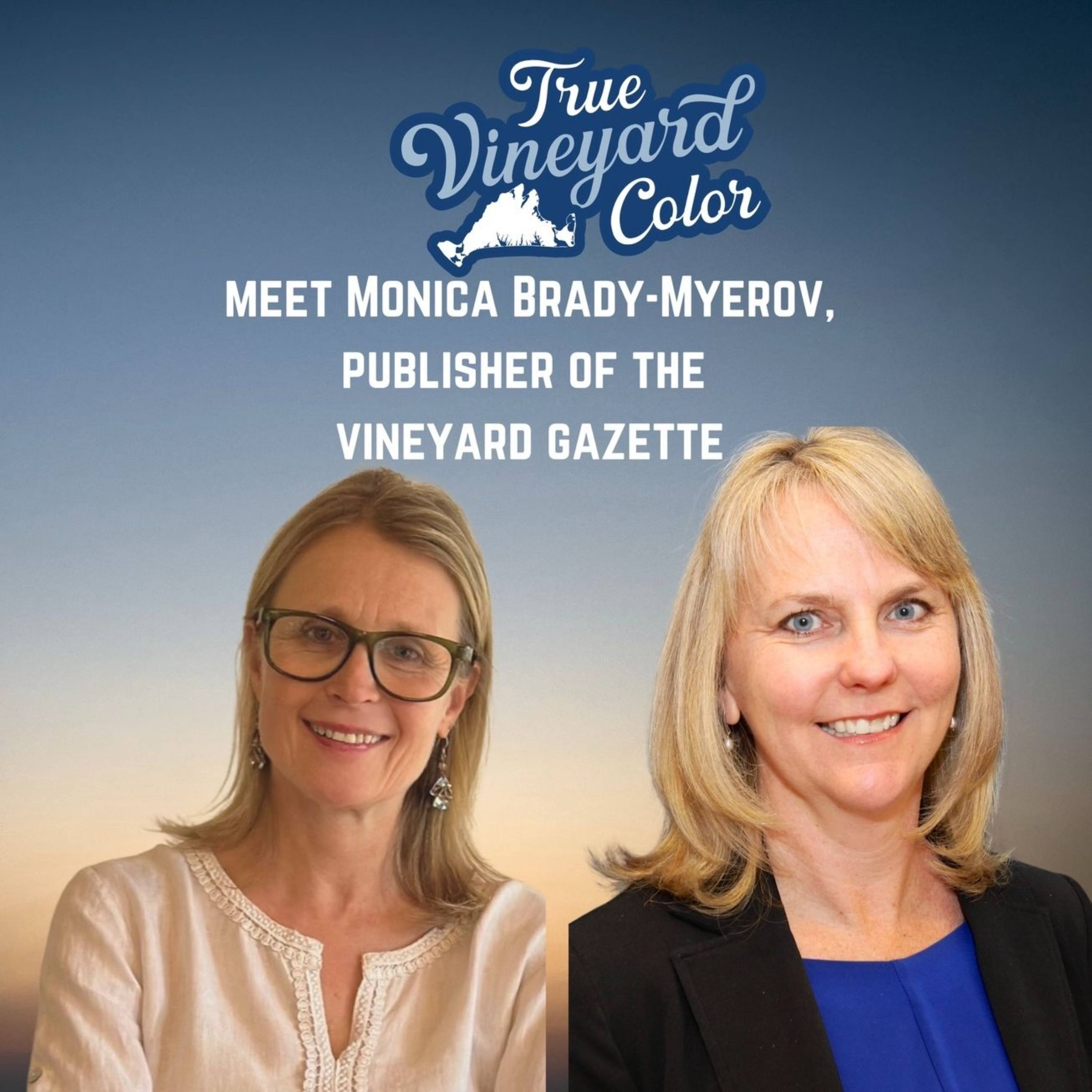 Ep 41 - Monica Brady-Myerov, publisher of the Vineyard Gazette, on her love of storytelling, local journalism, podcasting and finding community on MV episode artwork