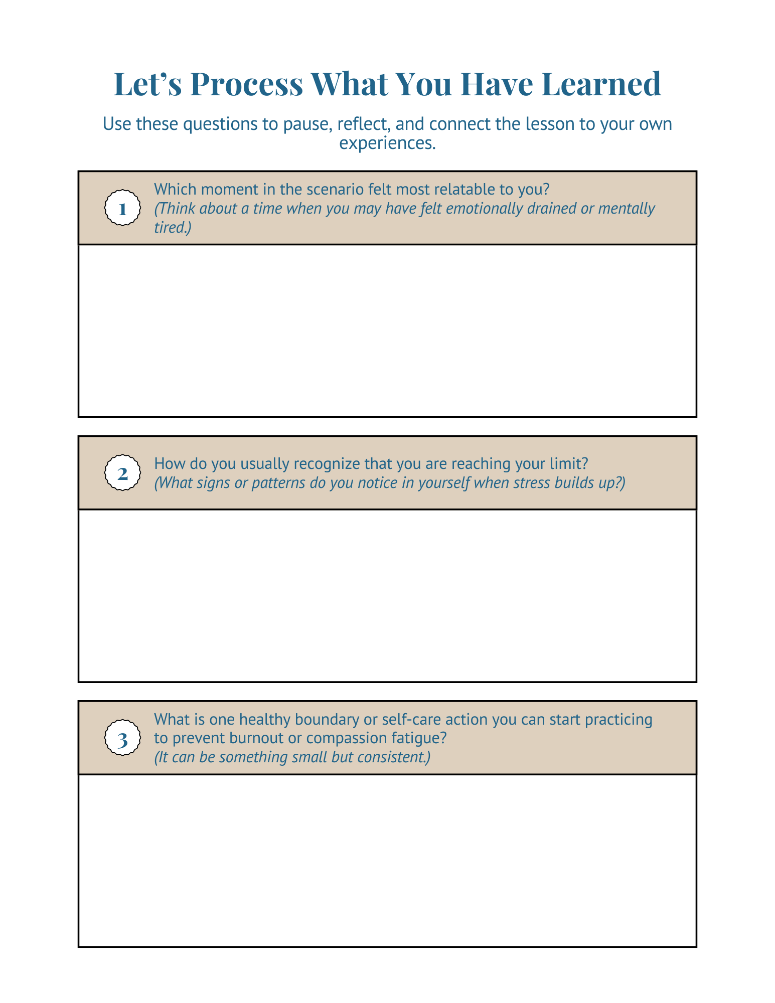 Reflection Activity Worksheet