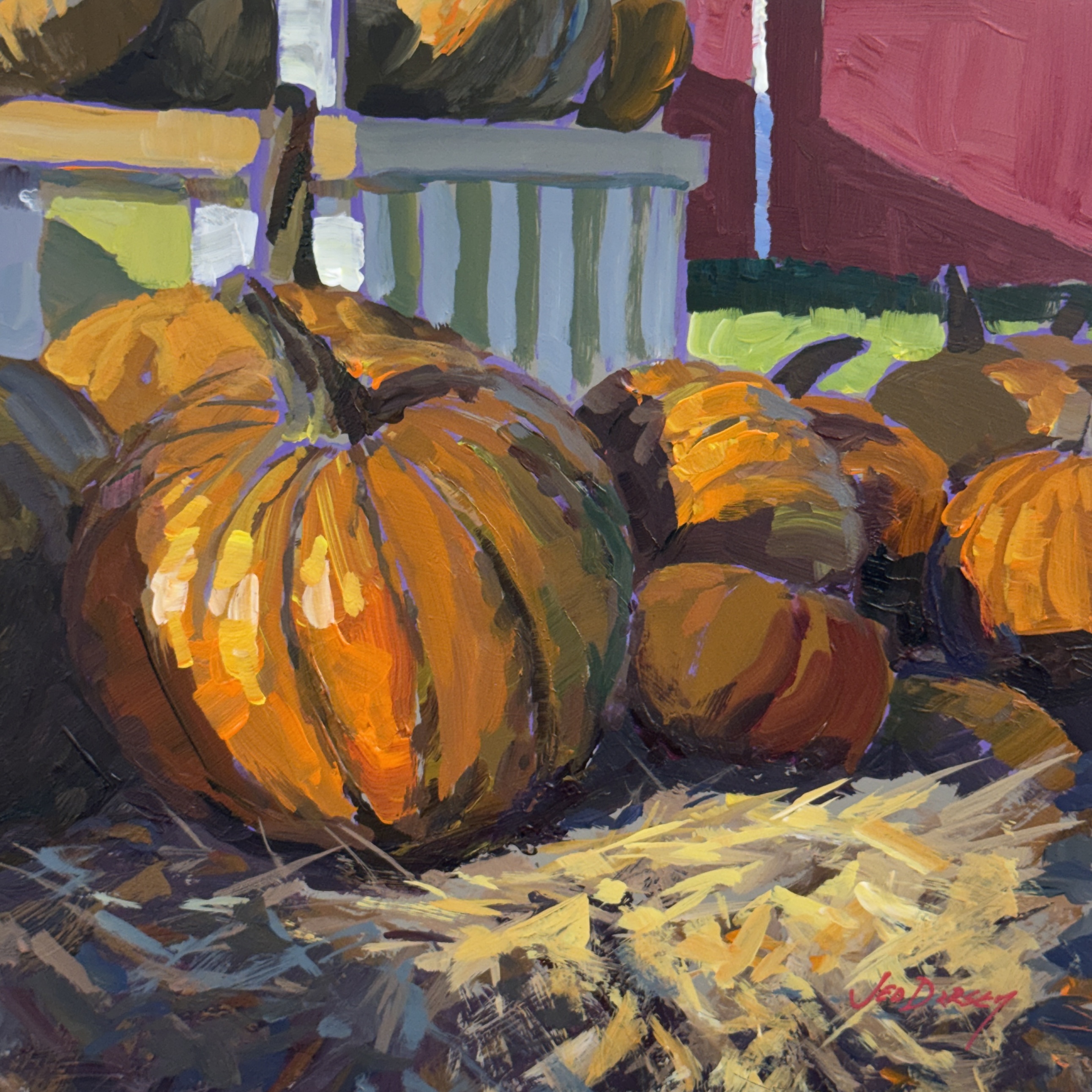Pumpkin Harvest painting by Jed Dorsey, 8x8 acrylic