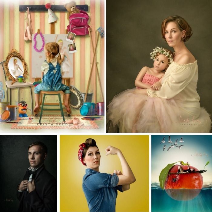 Creative portrait composites and story-driven edits created by Tara Lesher Education members