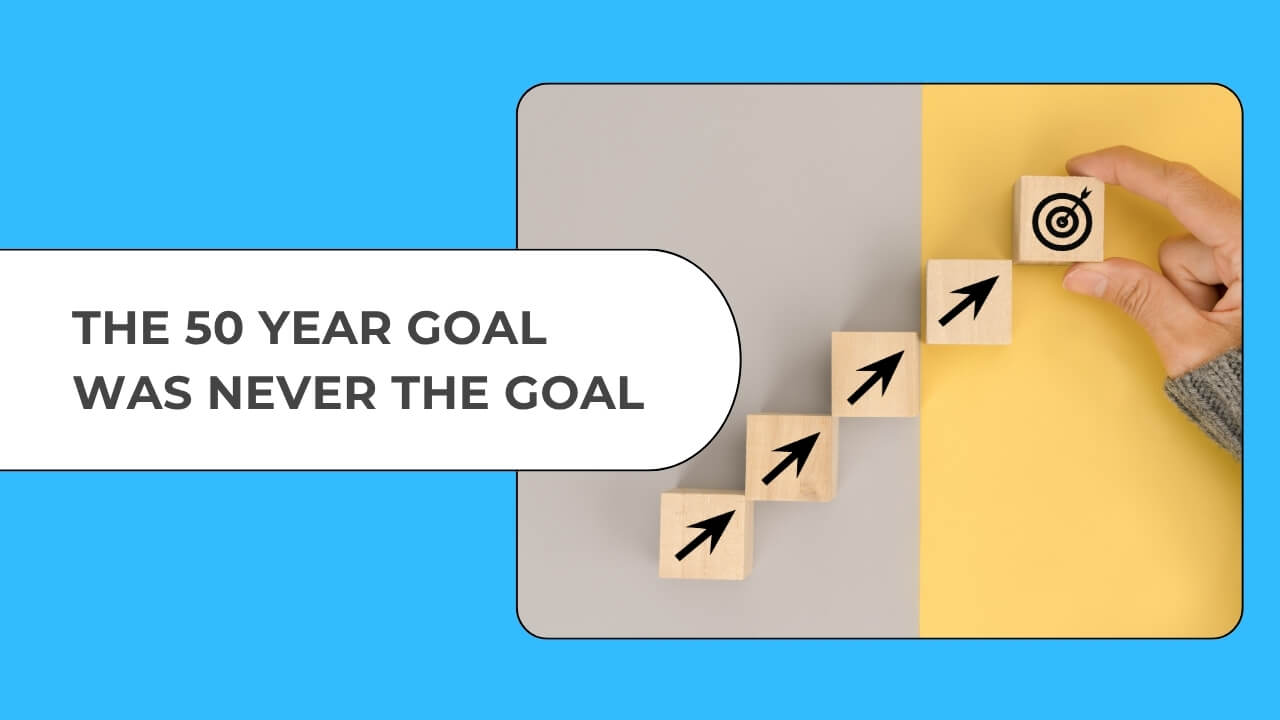 Stepping stones leading to a target symbolising long-term goals, growth, and identity transformation