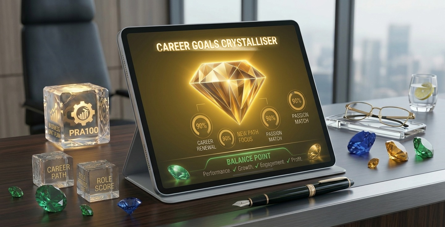 Career Goals Crystalliser on a tablet