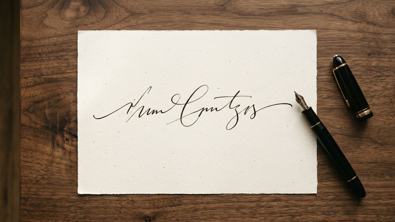 "Hoja de papel con una línea de tinta clara sobre un escritorio de madera, vista cenital, idea de acuerdo por escrito."