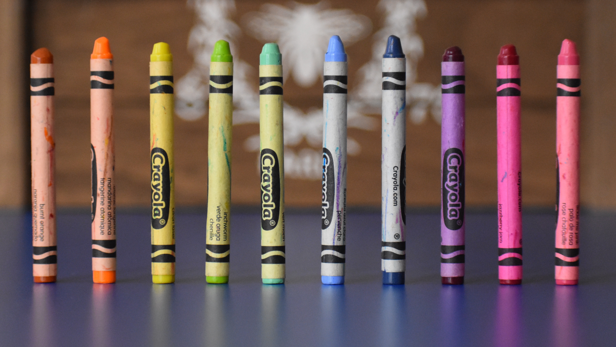 crayons lined up in a row