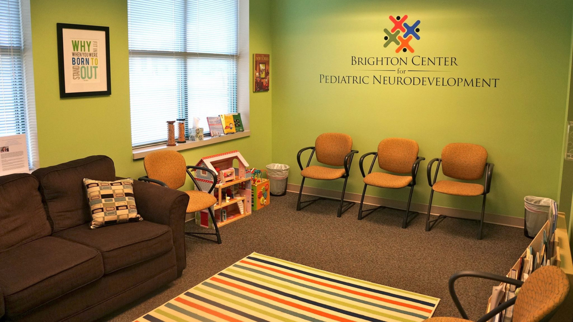 The waiting area at Brighton Center for Pediatric Neurodevelopment