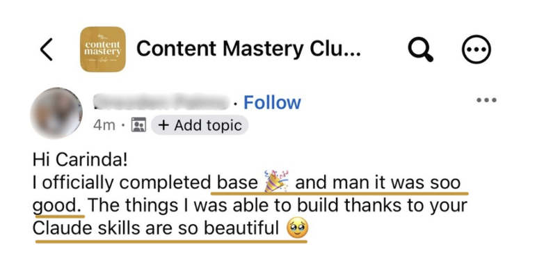 Club member testimonial - I officially completed Base and man it was soo good