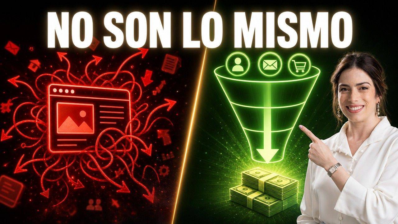 Diferencia entre sitio web y embudo de ventas en HighLevel con ejemplo de embudo real