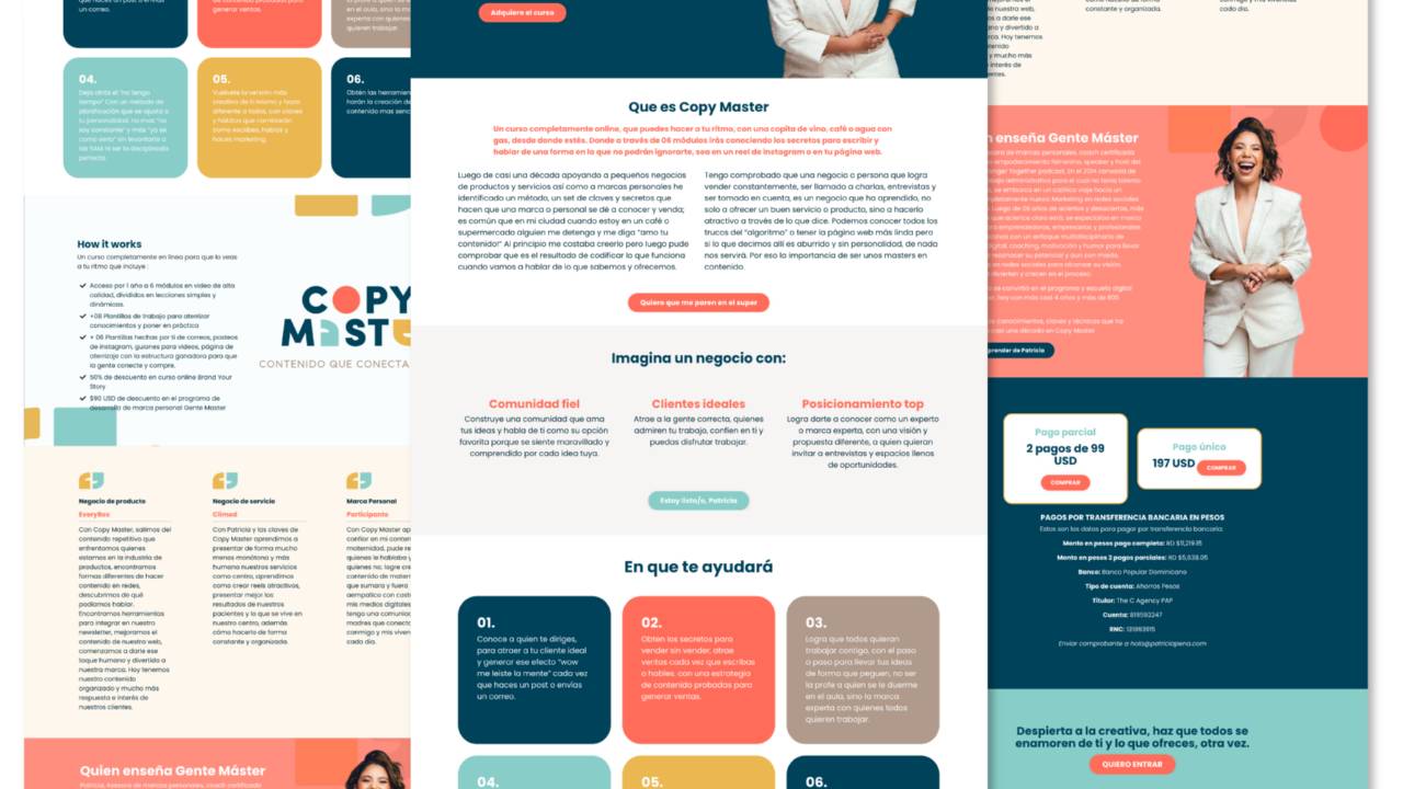 Example Copy Master Copy Diseño de Página de Venta Copy Master de Patricia Peña en Kajabi