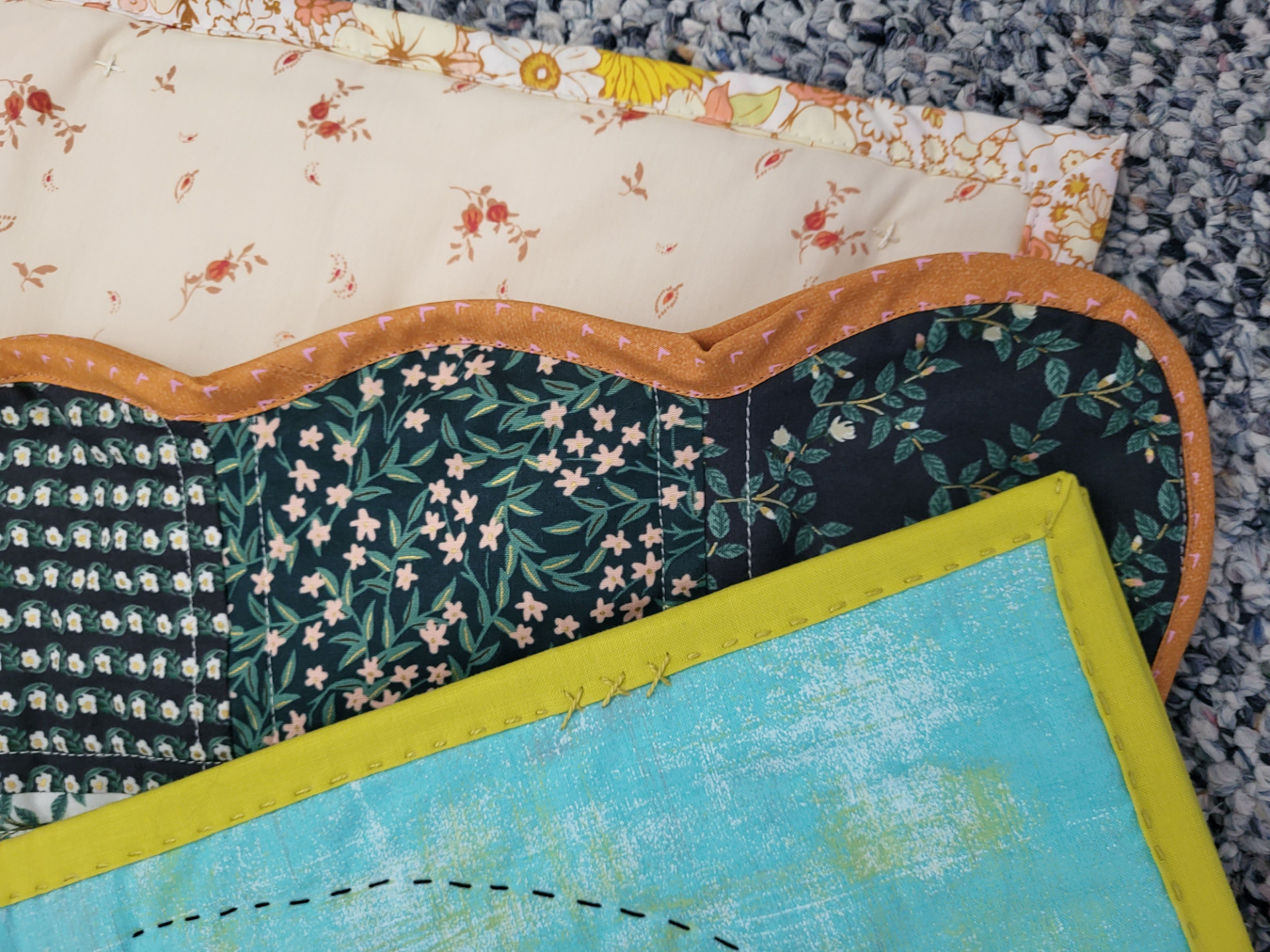 close up of quilt binding