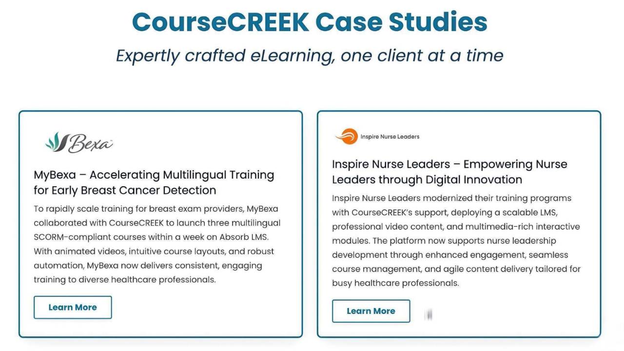 CourseCREEK Case Studies - Instructional Design & LMS Success