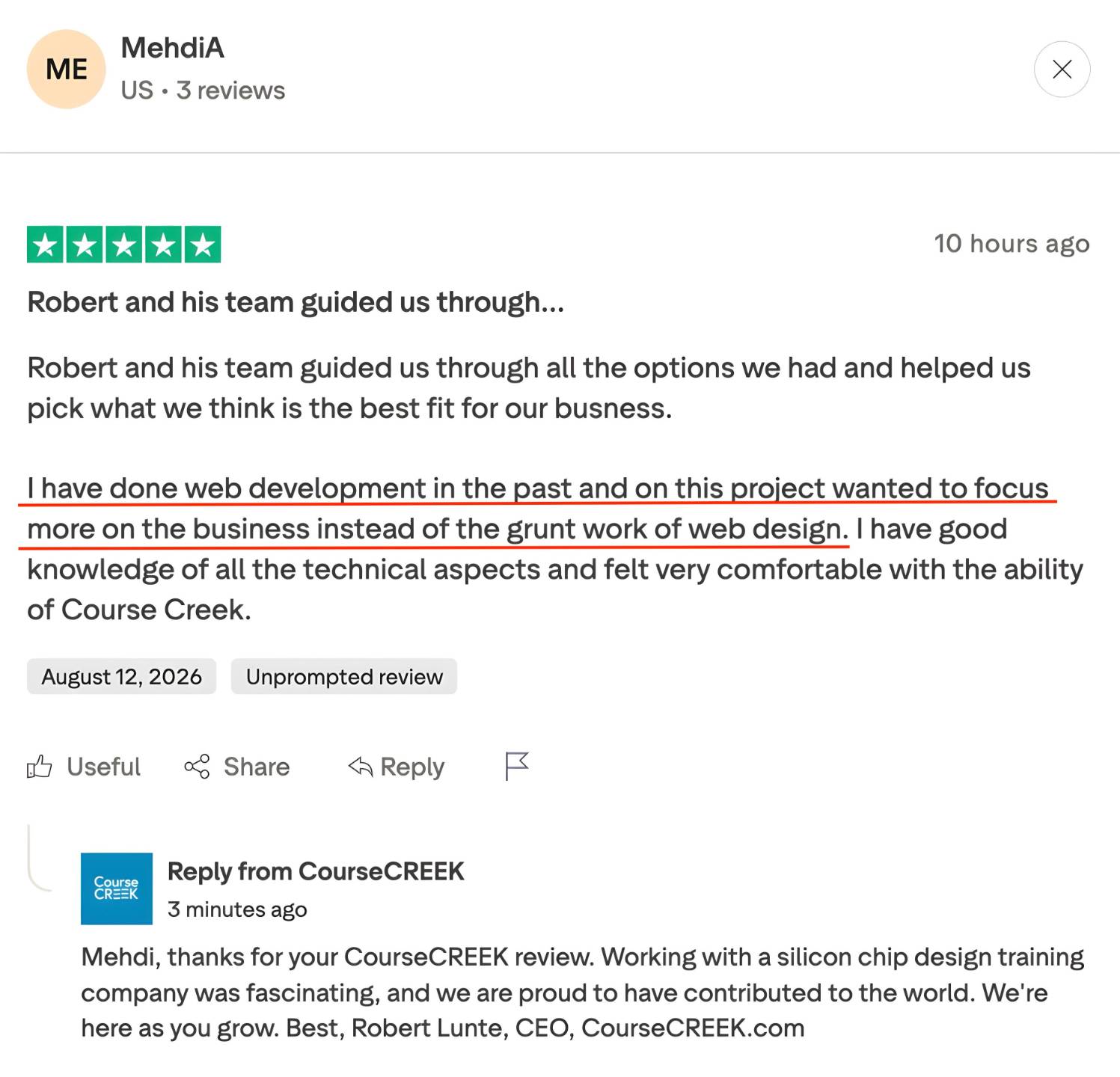 CourseCREEK Reviews and Testimonials