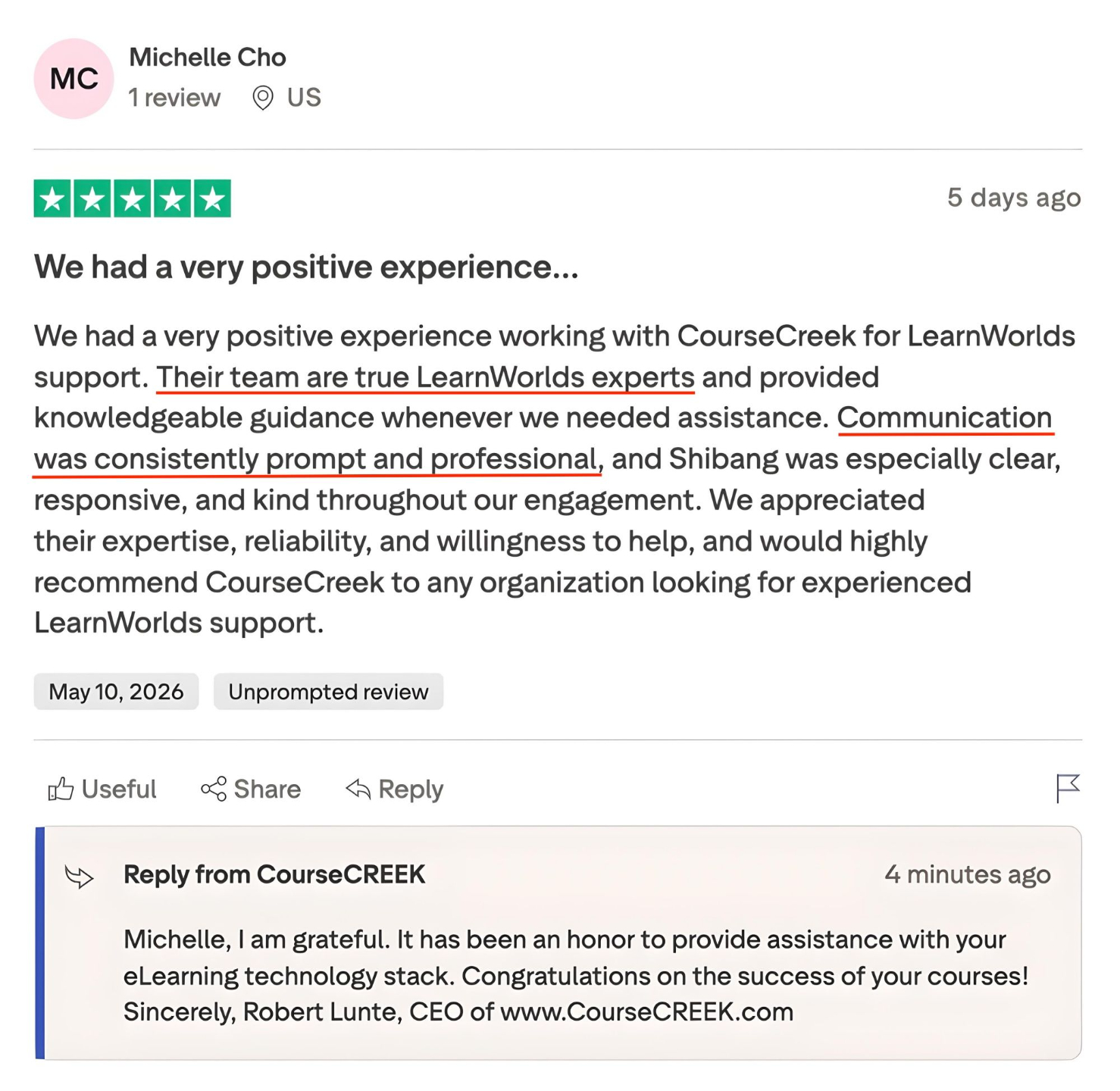CourseCREEK Reviews and Testimonials