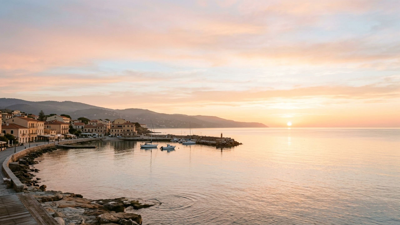 Peaceful sunrise over a quiet city with soft light symbolizing hope, clarity, and emotional resilience