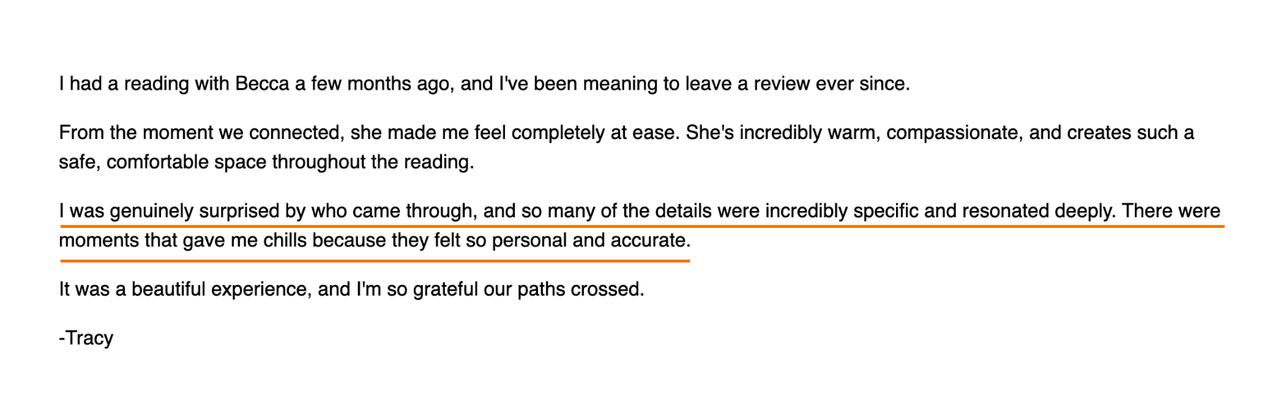 Tracy H. Testimonial