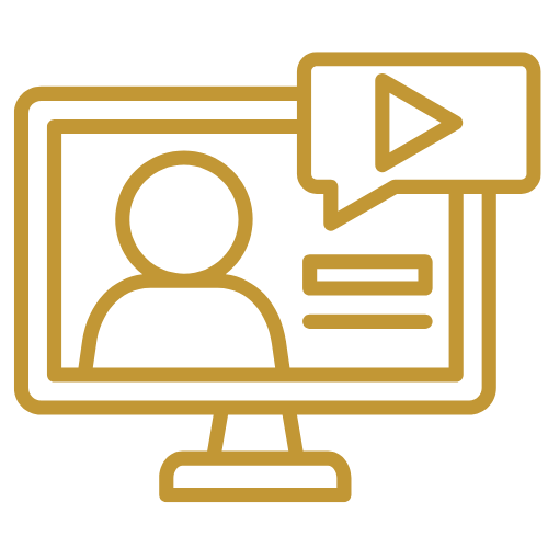 Computer icon representing live coaching and pre-recorded lessons format