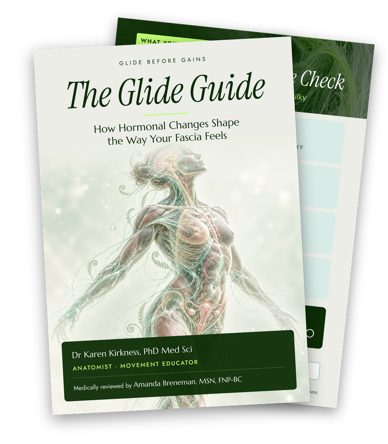 The Glide Guide: How Hormonal Changes Shape the Way Your Fascia Feels, by Dr Karen Kirkness, medically reviewed by Amanda Breneman