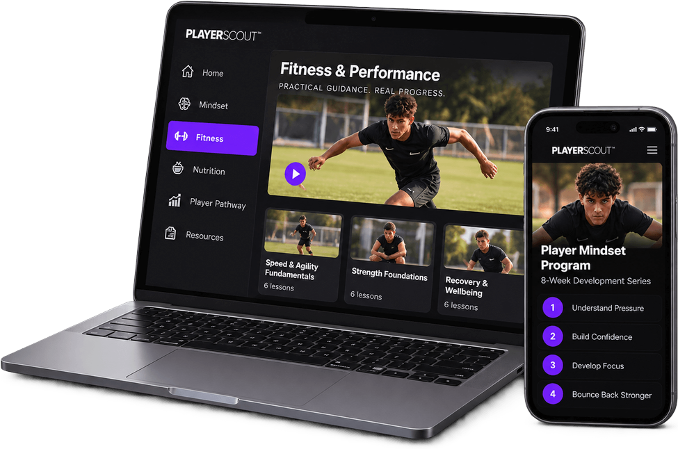 PlayerScout programmes on a laptop and a phone