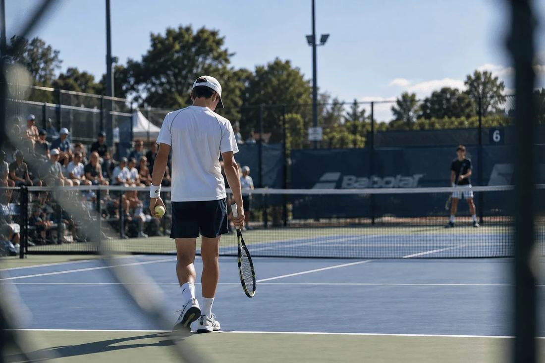 A young tennis player on court